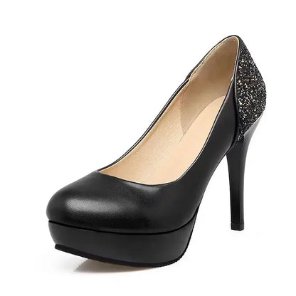 Escarpins plateforme femme cuir, talon épais, bout pointu, marron, mode .