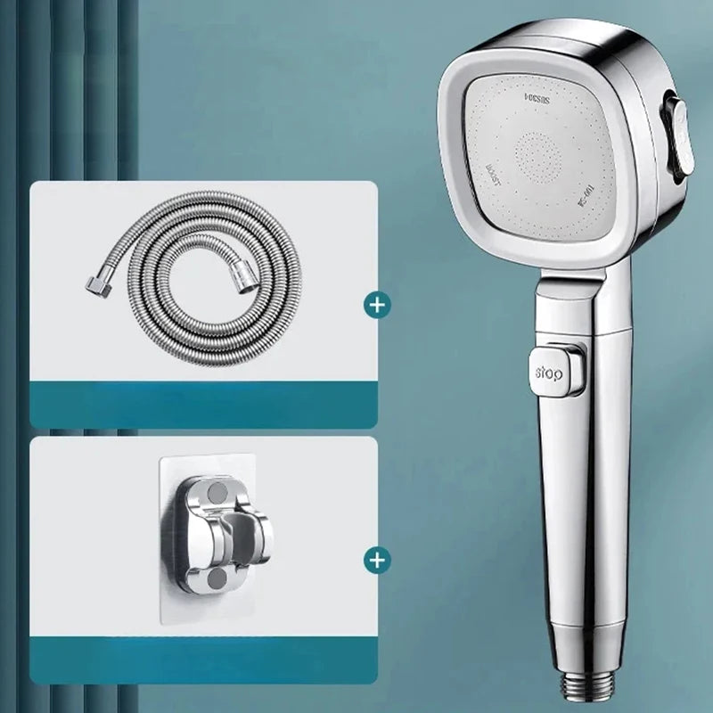 Pommeau de douche haute pression 3 modes – Économie d'eau, arrêt 1 touche, démontable et facile à installer