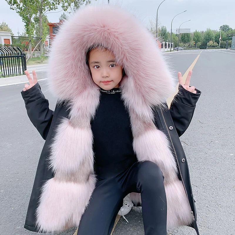 Manteau Enfant Doublé Fourrure Capuche