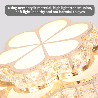 Plafonnier LED Fleur en Cristal Or – Allée, Escalier, Cuisine .