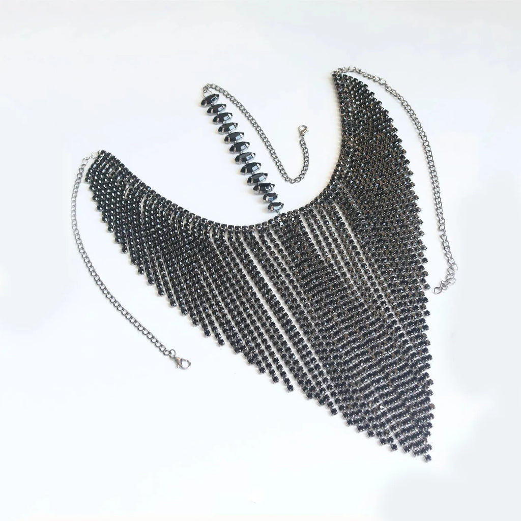 Masque facial complet strass – Noir luxueux, bijoux scintillants, pompon, fête, danse, bal masqué