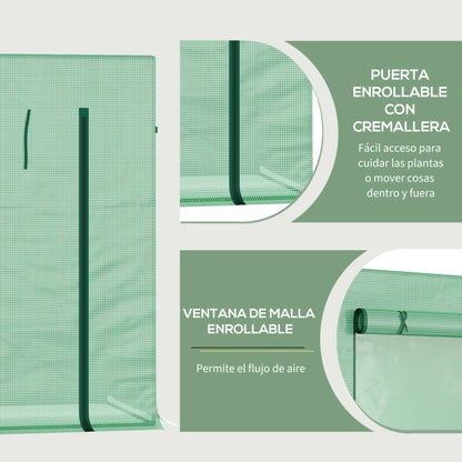 Serre Outsunny compacte150 cm avec fenêtres zippées et bâche anti-UV, structure acier pour tomates