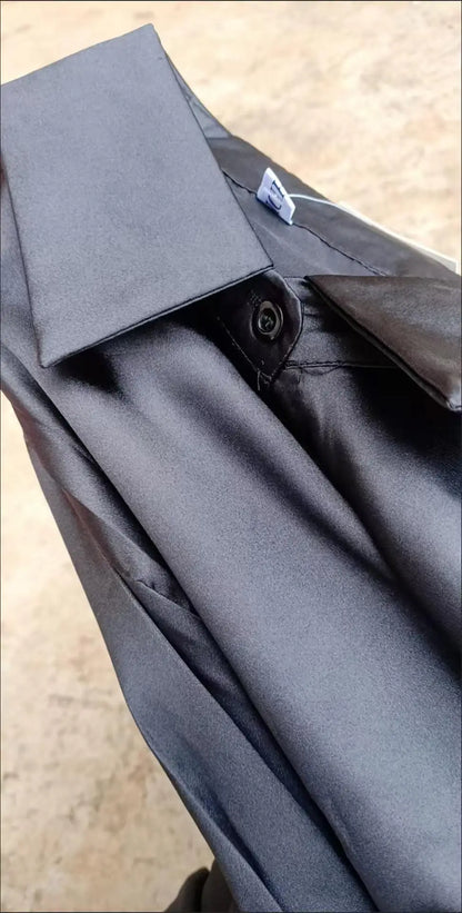 Chemise femme en satin – manches longues, vintage élégante, bureau & décontractée (été/automne)