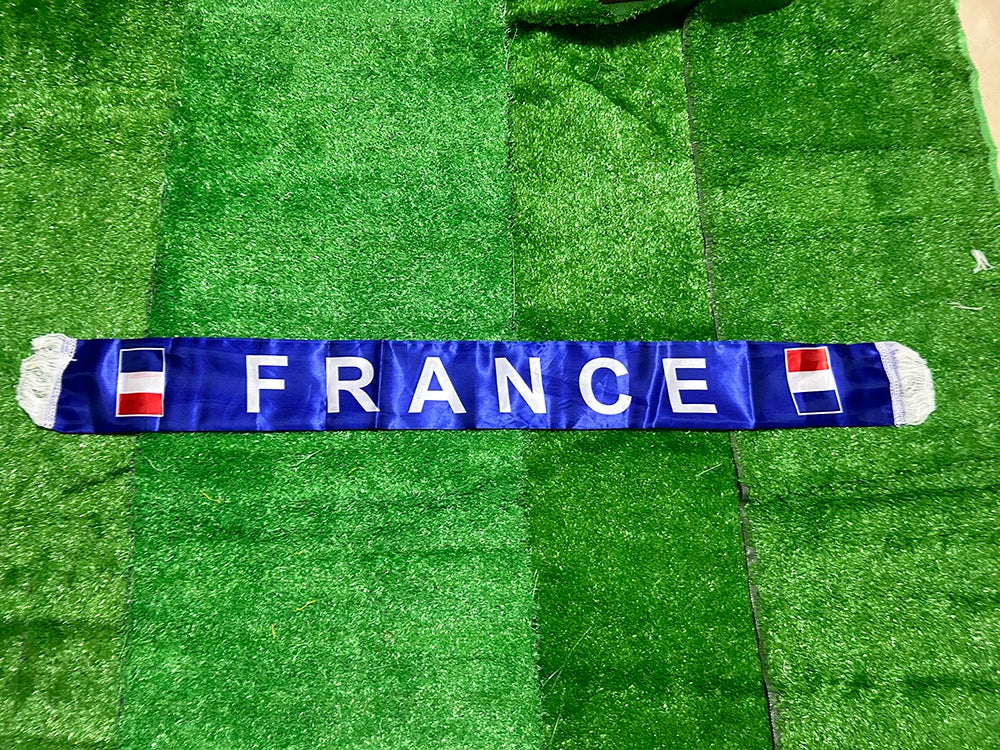 Écharpe Drapeau France 14×130 cm, satin, supporter football