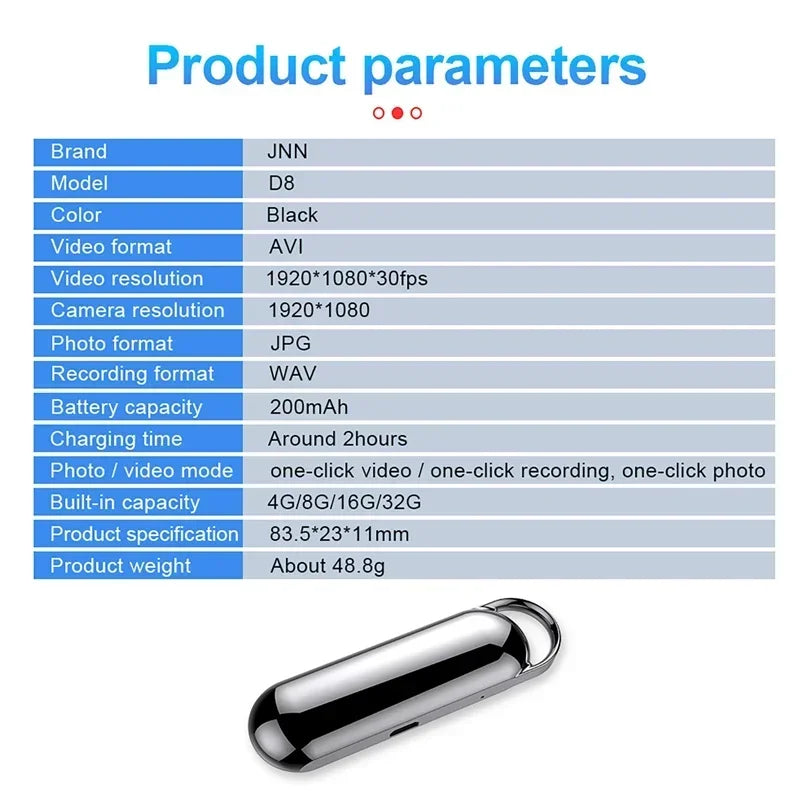 Mini Caméra Vidéo Portable 1080P, Dictaphone avec Micro SD .