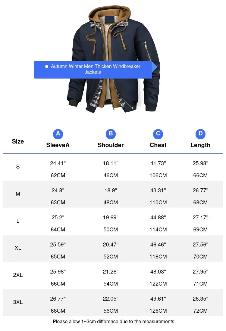 Veste Bomber Homme Chaude Automne-Hiver, Coupe-Vent, Capuche, Randonnée .