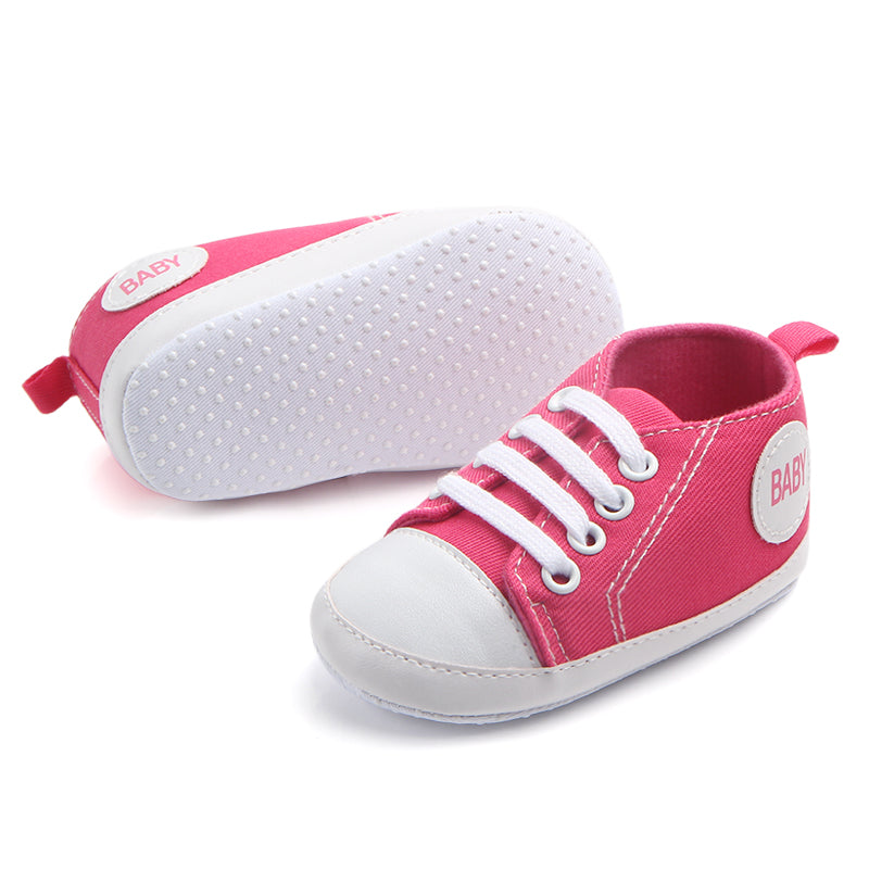 Chaussures bébé fille 0‑18M – baskets montantes en toile, antidérapantes, premiers pas