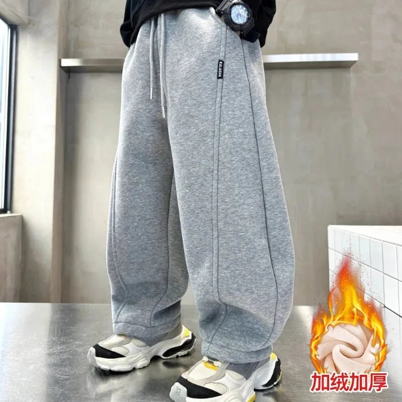 Pantalon enfant peluche – Doublé polaire, long, unisexe, 1-14 ans