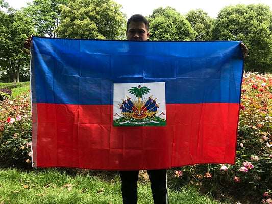 Drapeau Haïti 90x150cm – Polyester Résistant, Double Face, Bleu Rouge