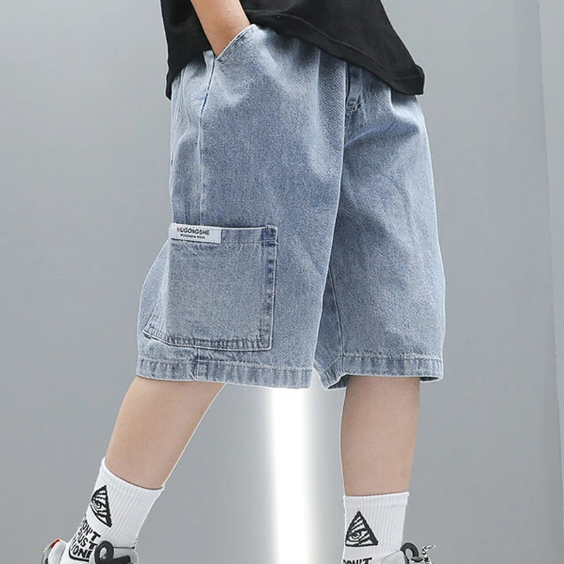 Jeans enfants garçons et filles – Shorts denim stretch coréen – Pantalons déchirés tendance adolescents – Vêtements denim confortables