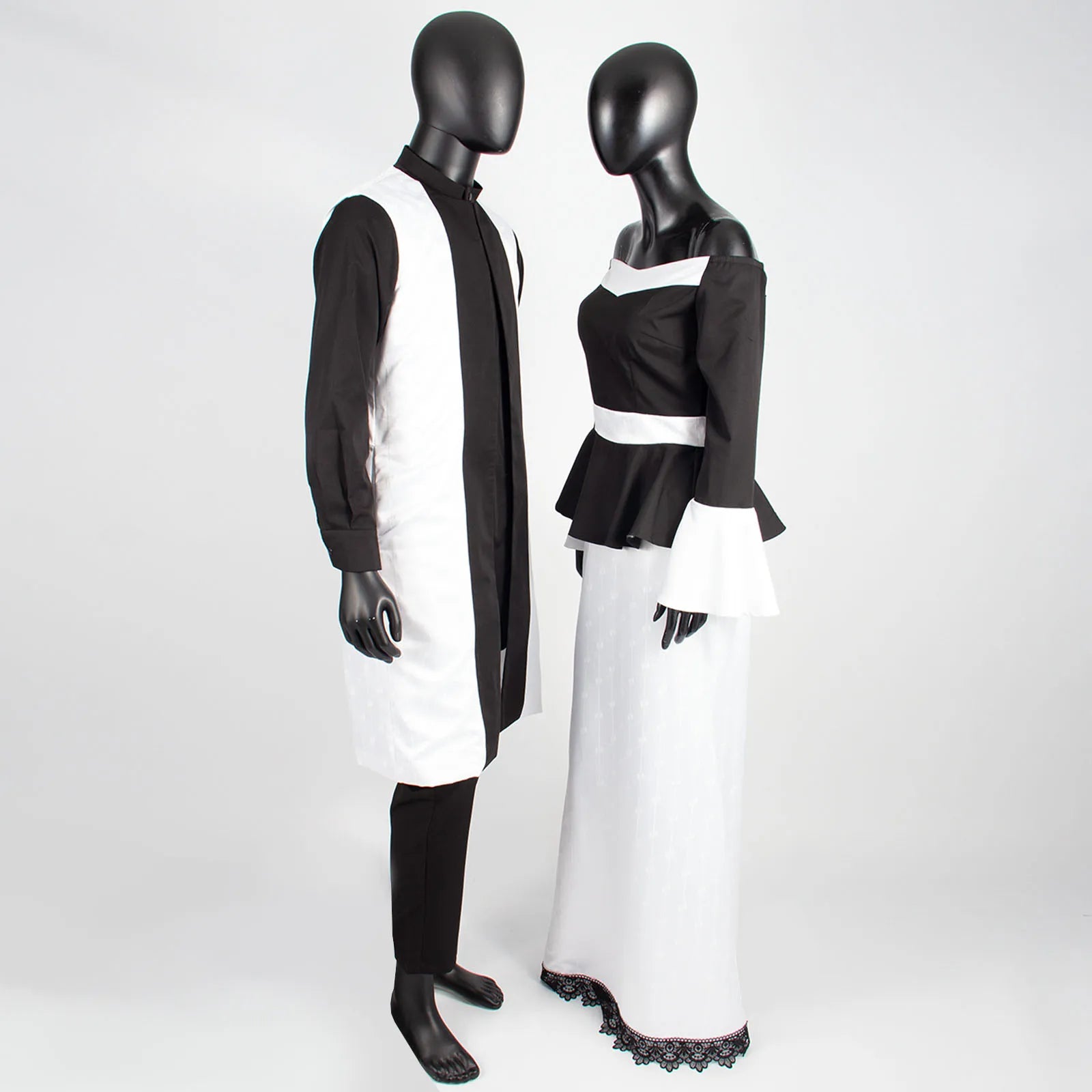 Vêtements couple africain – Robe femme maxi et jupe sirène, haut homme assorti, tenue mariage ET fête , 3 pièces