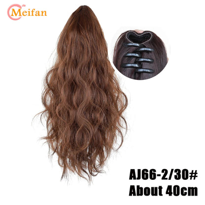 MEIFAN Short Synthetic Ponytail, Natural Claw Clip, Heat Resistant Hair.