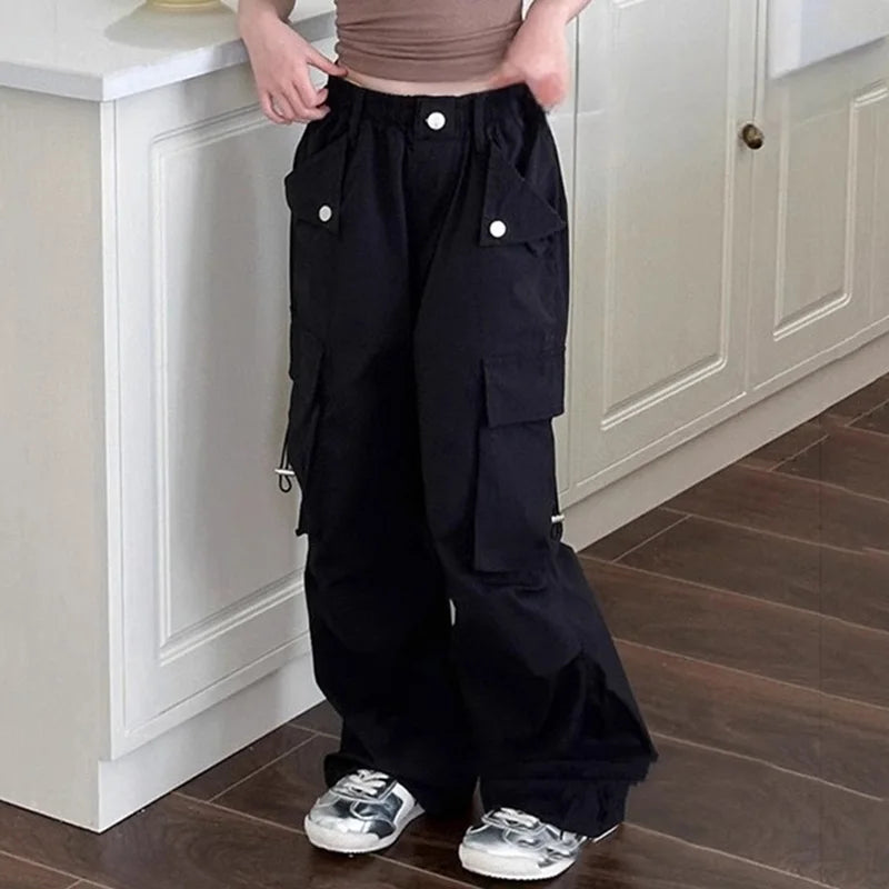 Pantalon cargo décontracté grande taille fille 5-14 ans, vêtements été .