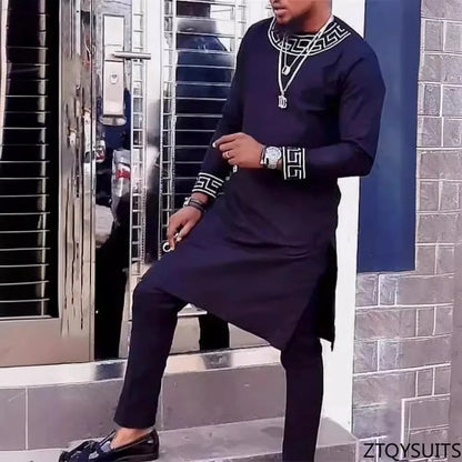 Ensemble Bazin Riche homme, tenue africaine 2 pièces, veste zip Dashiki et pantalon .