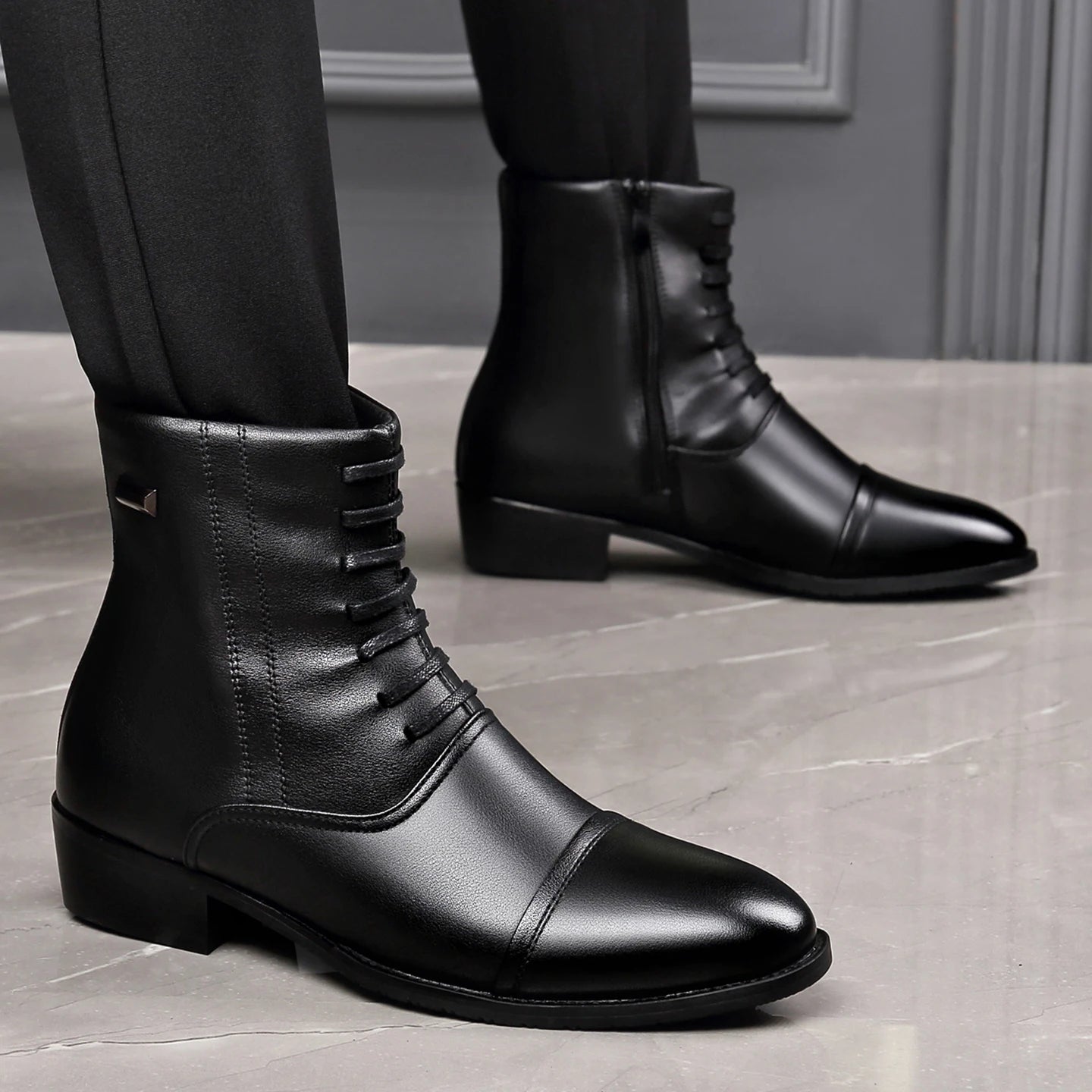 Bottes Chelsea homme cuir hiver - velours thermique, doublure coton