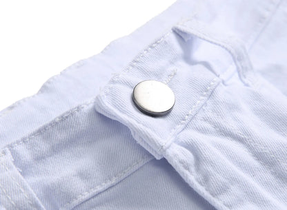Jean Homme Destroy Droit, Pantalon Denim Blanc Grande Taille 28-42, Marque Mode .
