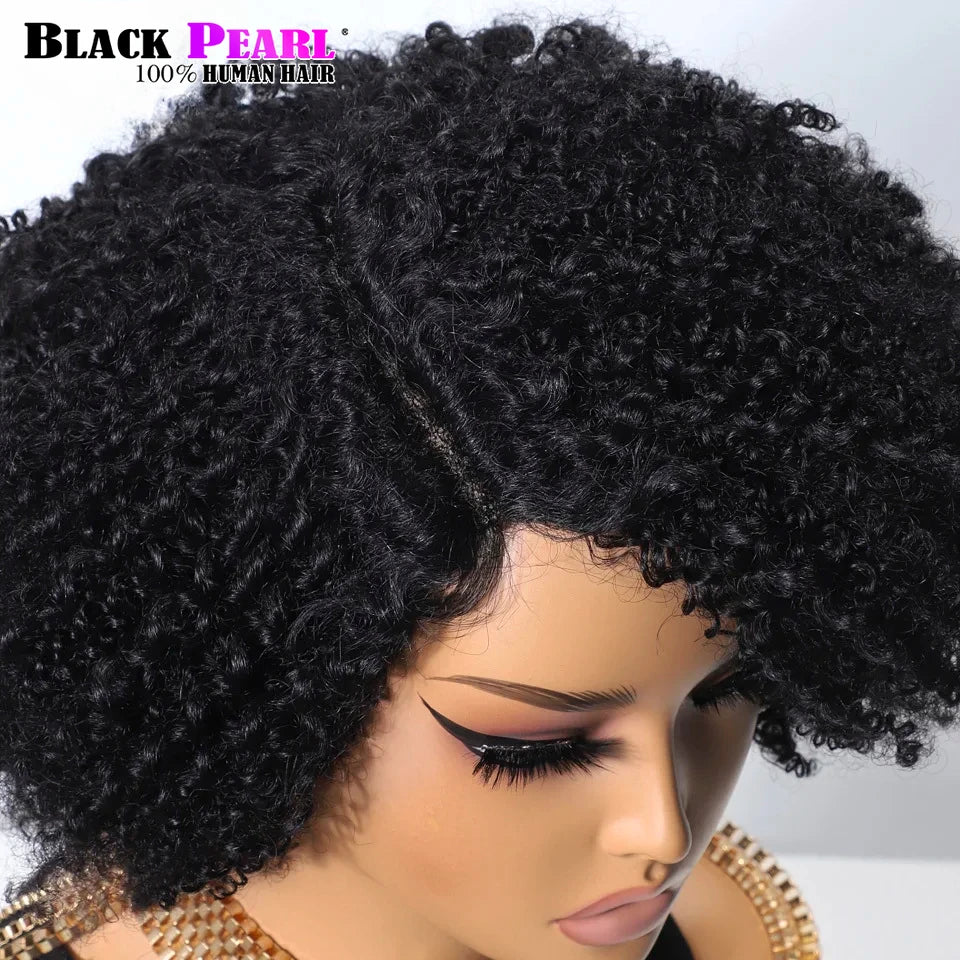 Perruque bouclée crépue femme – Cheveux humains, pré-épilée, dentelle HD, 180%, sans colle