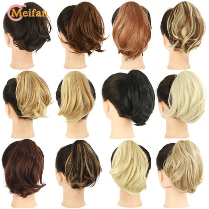 MEIFAN Short Synthetic Ponytail, Natural Claw Clip, Heat Resistant Hair.
