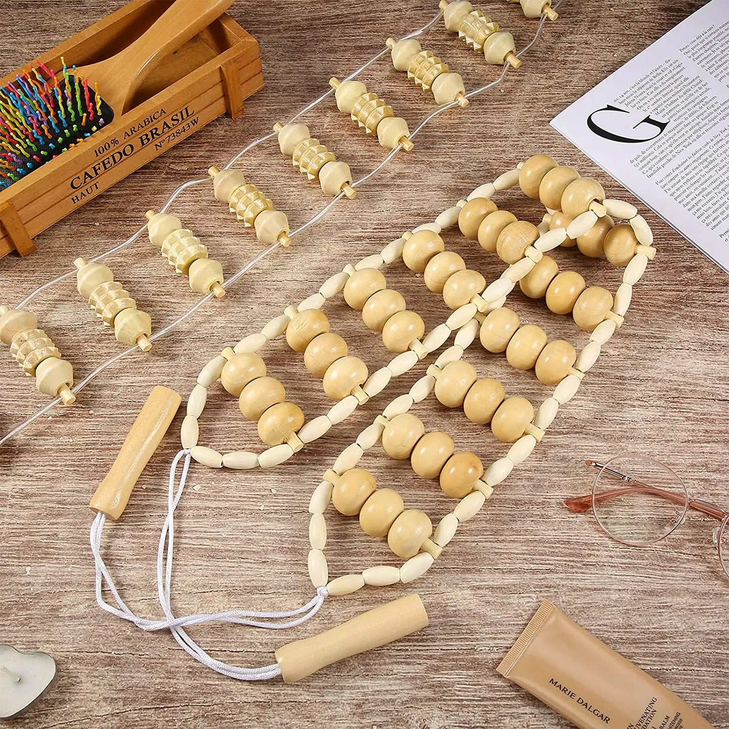 Rouleau de Massage Bois – Soulagement Musculaire, Sculpture du Corps .