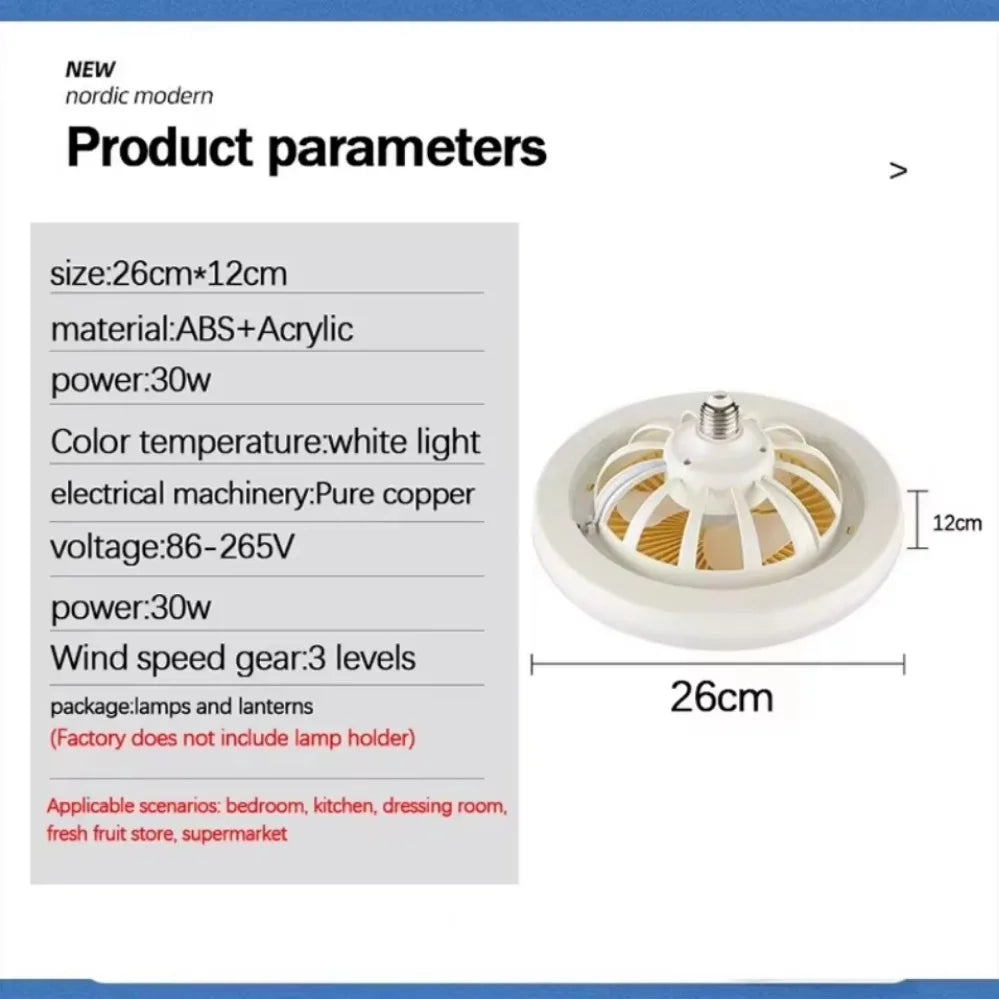 Ventilateur de plafond LED moderne – Lumière dimmable 3 vitesses avec minuterie, moteur DC, pour salon/chambre/bureau