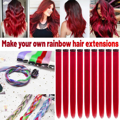 Extensions Clips Synthétiques Rouge Bleu 10 pcs Fête