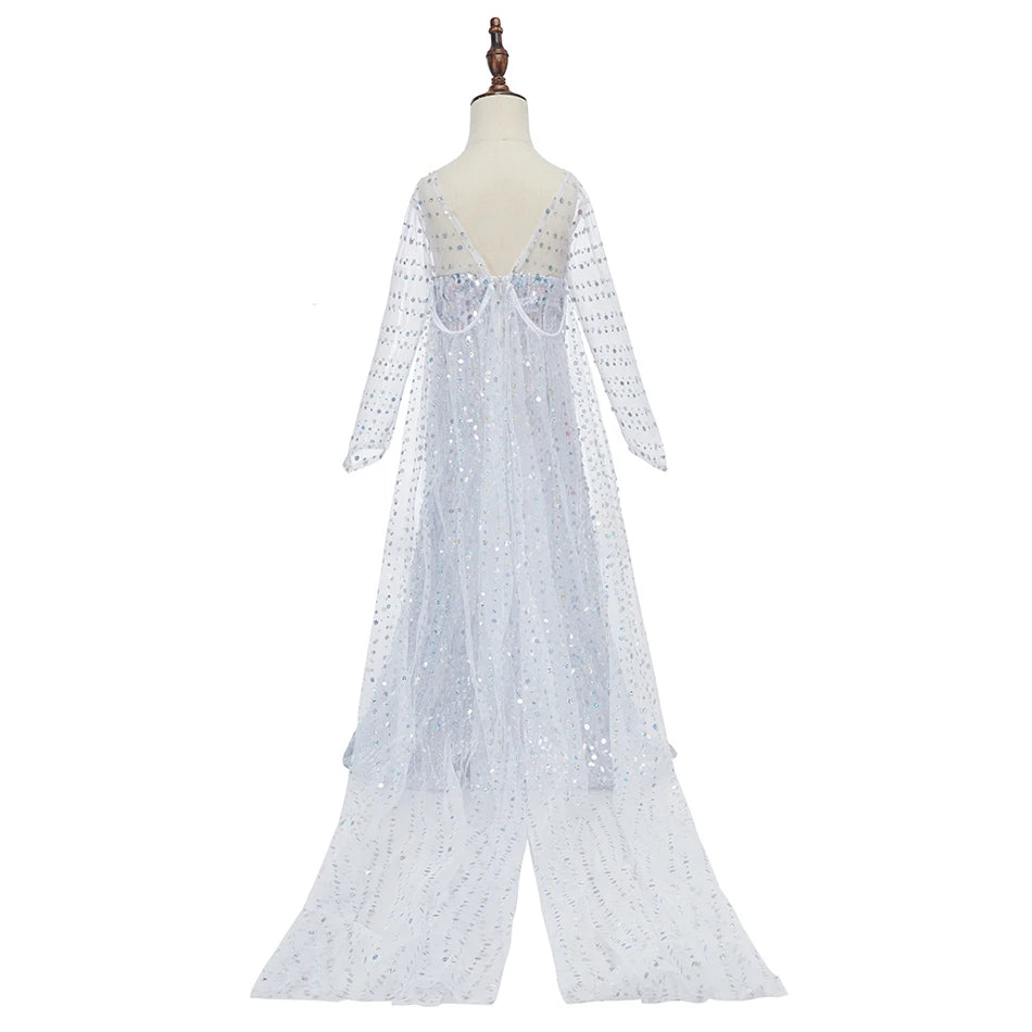 Robe princesse fille – Paillettes, Elsa cosplay, robe blanche, Noël, carnaval