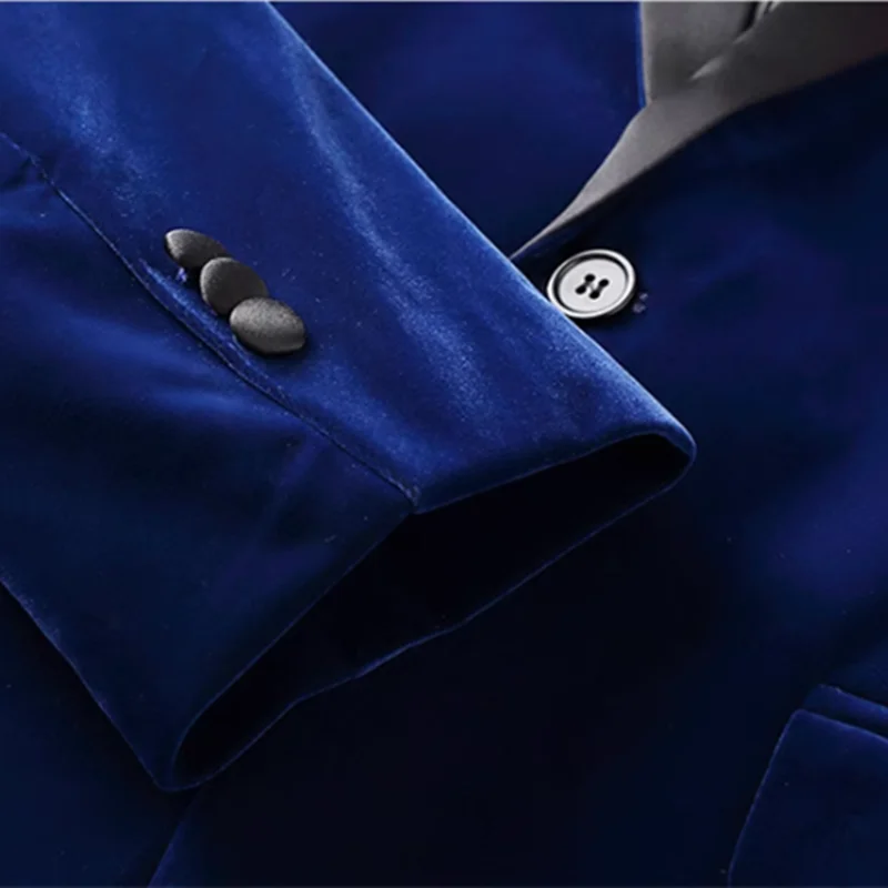 Blazer homme Slim Fit velours doré, un bouton, bleu/rouge/vert – Soirée & mariage .