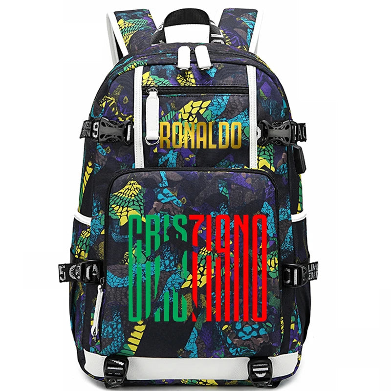 Sac d'école imprimé Ronaldo pour enfants, sac à dos pour étudiant, sac de voyage extérieur.