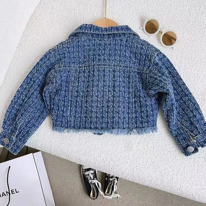 Ensemble de vêtements d'automne pour filles, 2 pièces en Denim, Style Preppy, veste + jupe à revers pour enfants, tenue tendance, nouvelle collection ;
