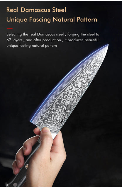 Couteau de cuisine professionnel F.YOUNG – acier Damas, chef japonais & sashimi