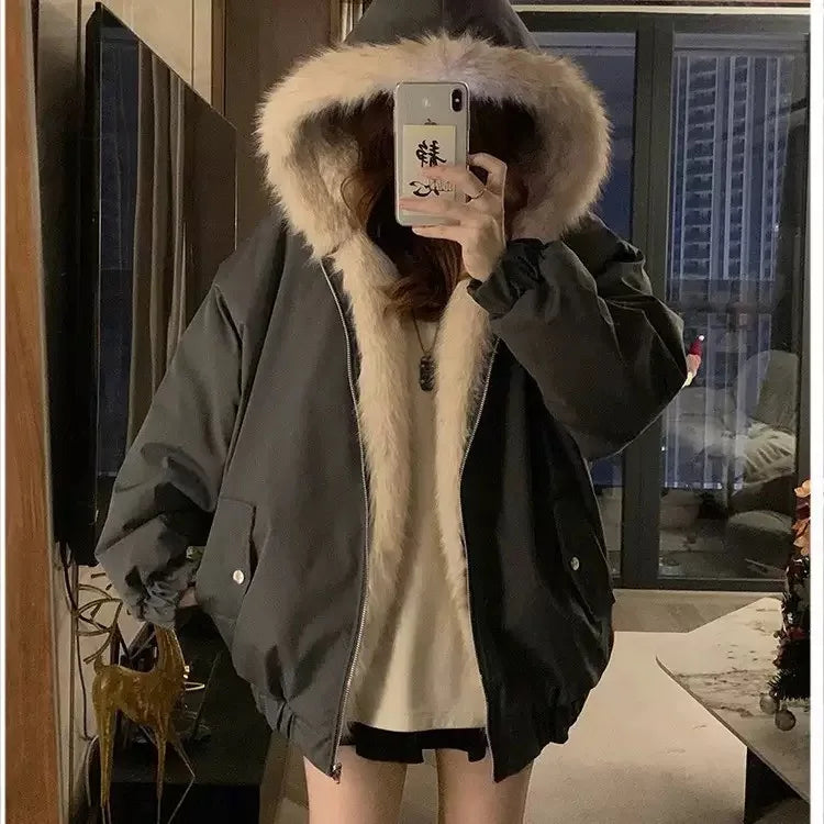 Manteau Femme Chaud – Double Face Capuche Automne/Hiver