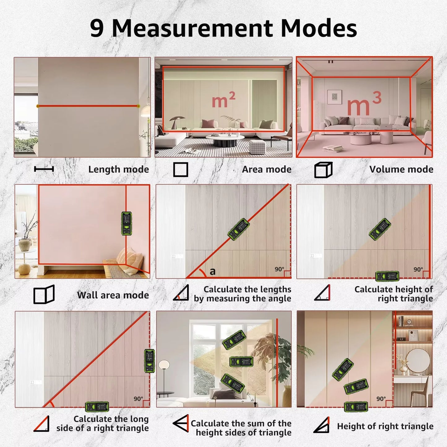 Double télémètre laser 120/200m – numérique, faisceau rouge, angle, écran LCD