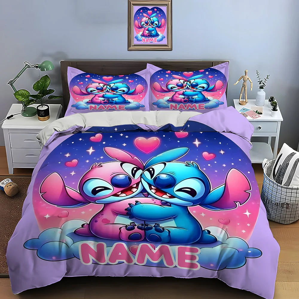 Housse de couette Disney Stitch personnalisée 3 pièces King Size, adulte