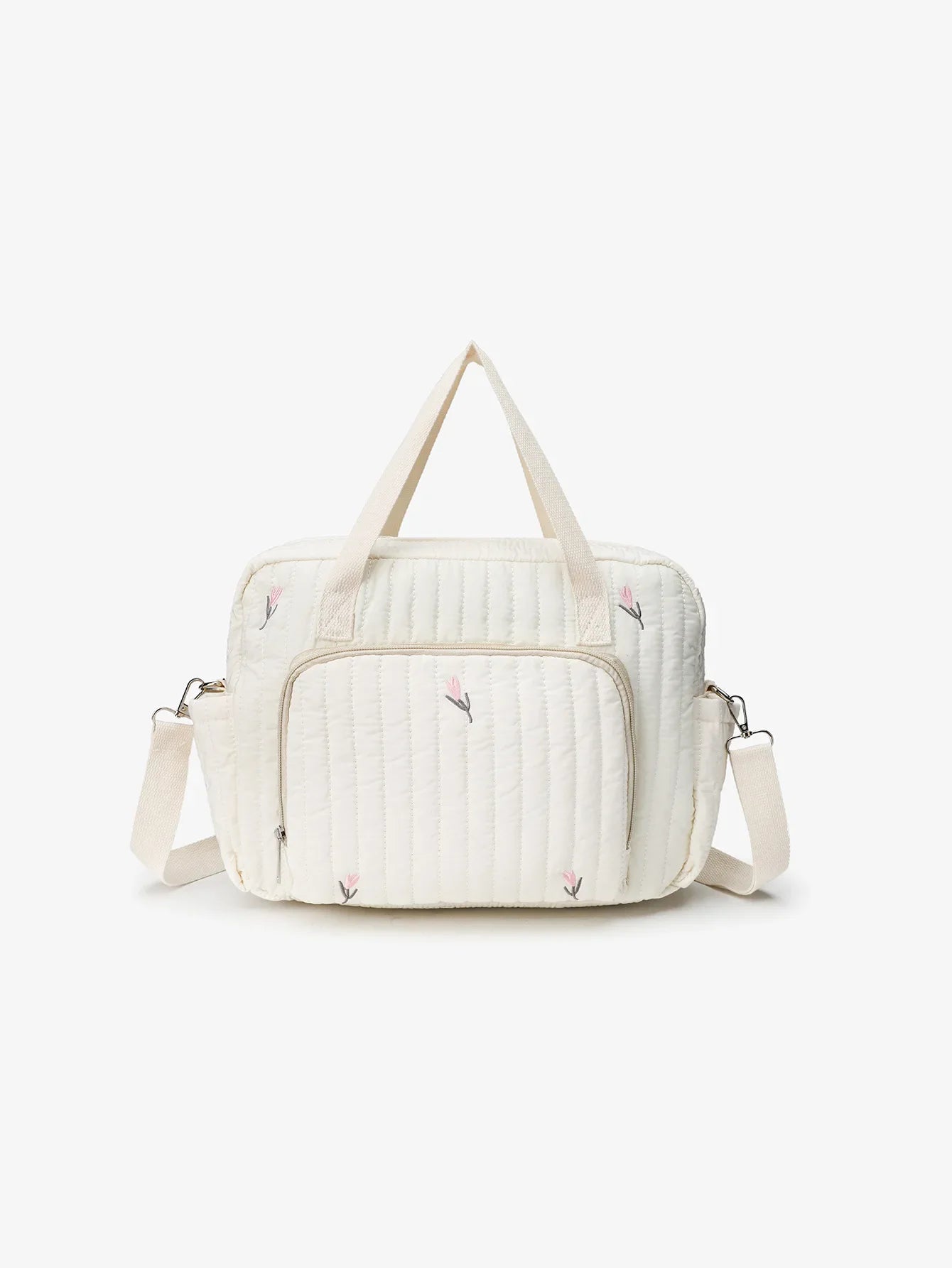 Sac à couches pour maman, coton beige, motif ours, fermeture éclair