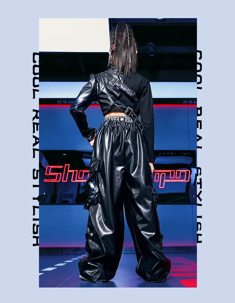 Vêtements Hip Hop Fille, T-shirt Court et Pantalon Cargo .