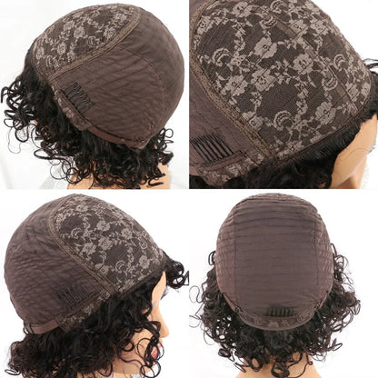 Perruque Femme 100% Cheveux Humains Indiens – Bouclés à l’Eau, Lace Front HD Transparente, Style Pixie Court, Couleur Naturelle Haute Qualité