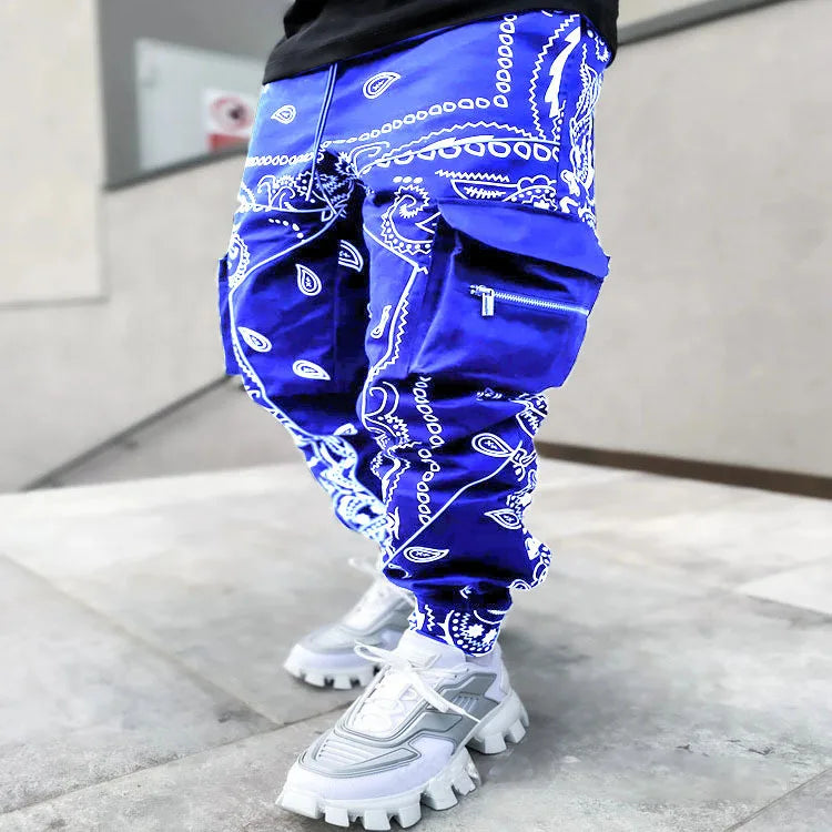 Pantalon Cargo Homme Imprimé Tendance, Coupe Ample, Mode Streetwear 4 Saisons.