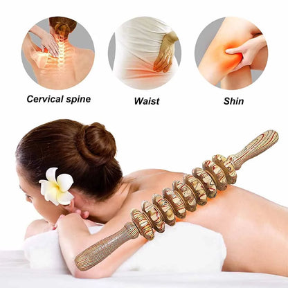 Rouleau de Massage Bois – 9 Rouleaux, Anti-Cellulite, Douleur Musculaire