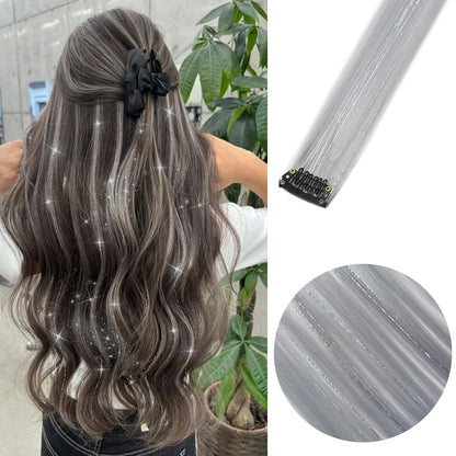 Extensions capillaires synthétiques à reflets colorés pour filles, postiches lisses multicolores de 22 pouces, 6 pièces/paquet