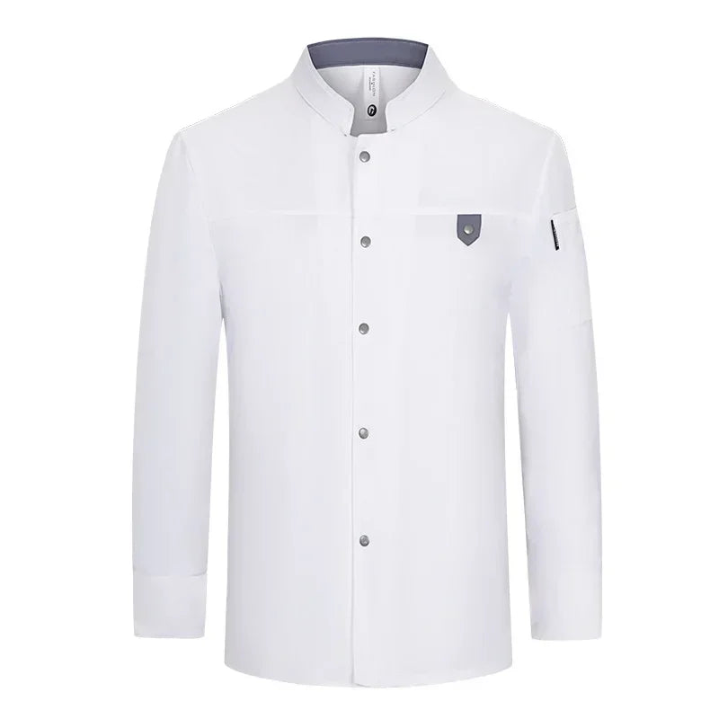 Uniforme Chef Hôtel Homme – Veste de Chef, Tablier à Manches Longues, Manteau de Cuisinier Restaurant, T-shirt Tenue Professionnelle, Uniforme Serveur, Vêtement de Travail