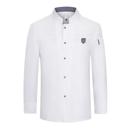 Uniforme Chef Hôtel Homme – Veste de Chef, Tablier à Manches Longues, Manteau de Cuisinier Restaurant, T-shirt Tenue Professionnelle, Uniforme Serveur, Vêtement de Travail