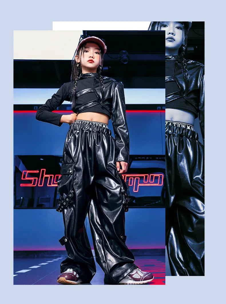 Vêtements Hip Hop Fille, T-shirt Court et Pantalon Cargo .