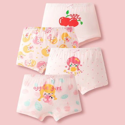 Lot 4 pièces culottes coton fille – Motifs dessin animé doux et confortables
