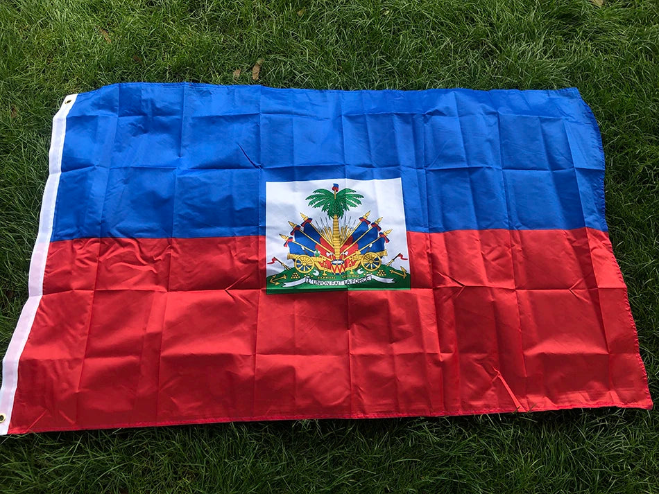 Drapeau Haïti 90x150cm – Polyester Résistant, Double Face, Bleu Rouge
