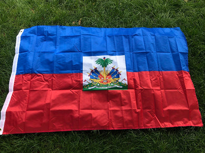 Drapeau Haïti 90x150cm – Polyester Résistant, Double Face, Bleu Rouge