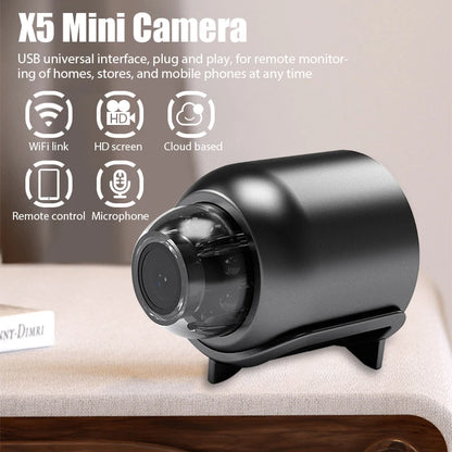 Mini Caméra WiFi 1080P Full HD, Vision Nocturne, AI Détection Humaine, Audio Vidéo Sécurité .
