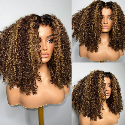 Perruque Lace Front Synthétique Bouclée 26'' Blond Femme Noire﻿