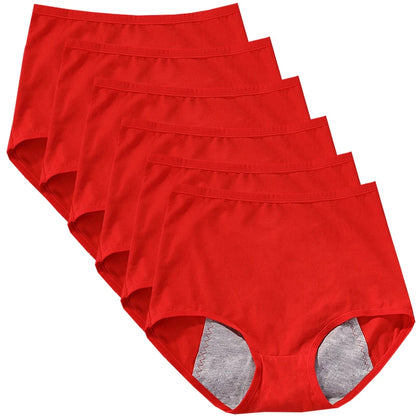 Lot 6 pièces culottes menstruelles taille haute – Sous-vêtements anti-fuite en coton