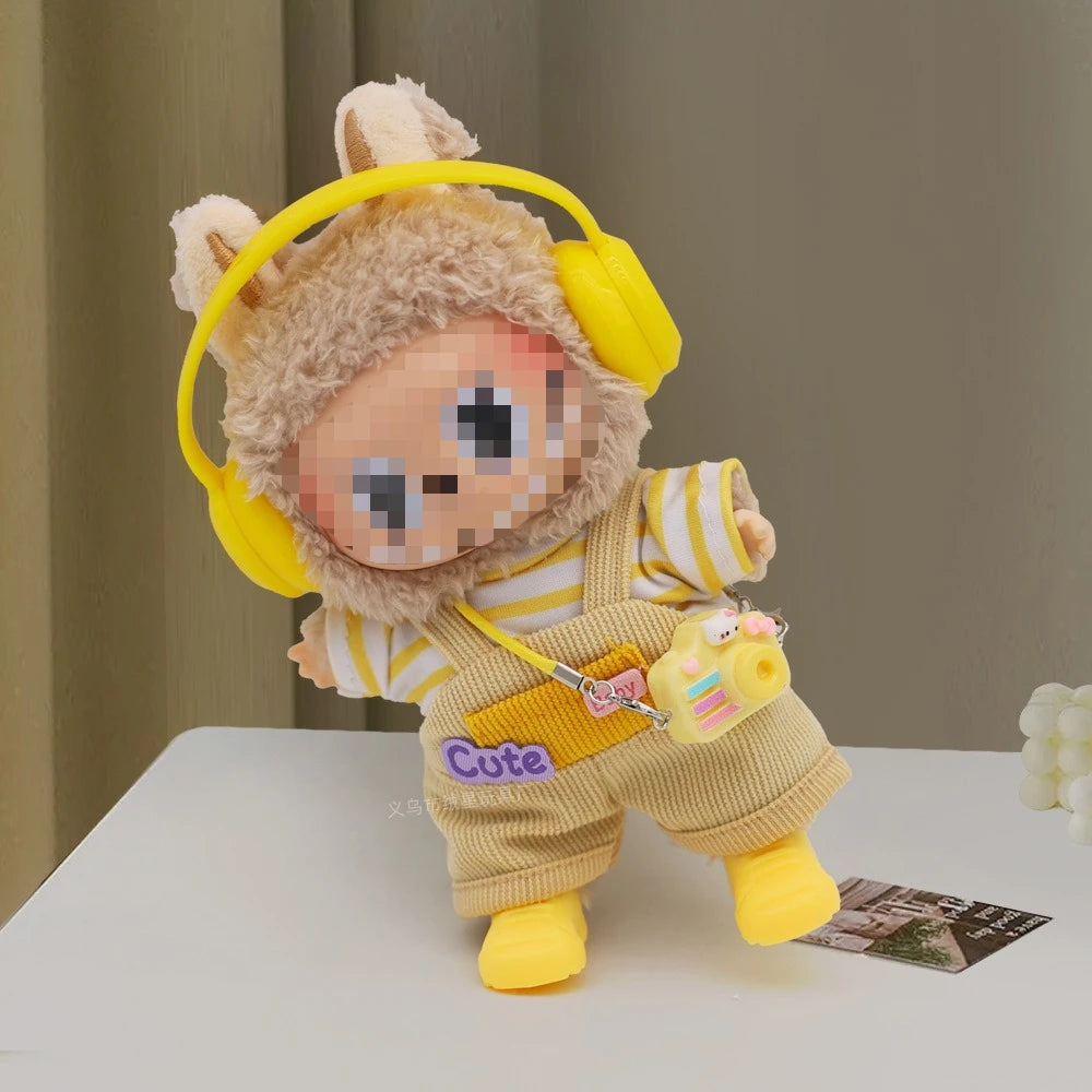 Tenue Poupée 10cm – Salopette Denim + Chemise, Ensemble Mignon