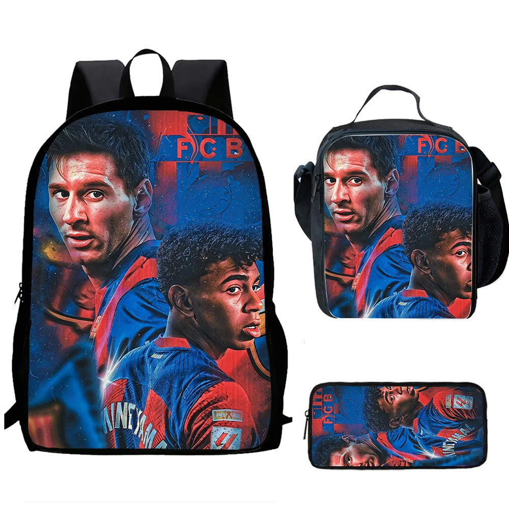 Sac à dos football Lamine Yamal, enfant, 1/3 pièces : sac d’école, sac déjeuner, trousse .